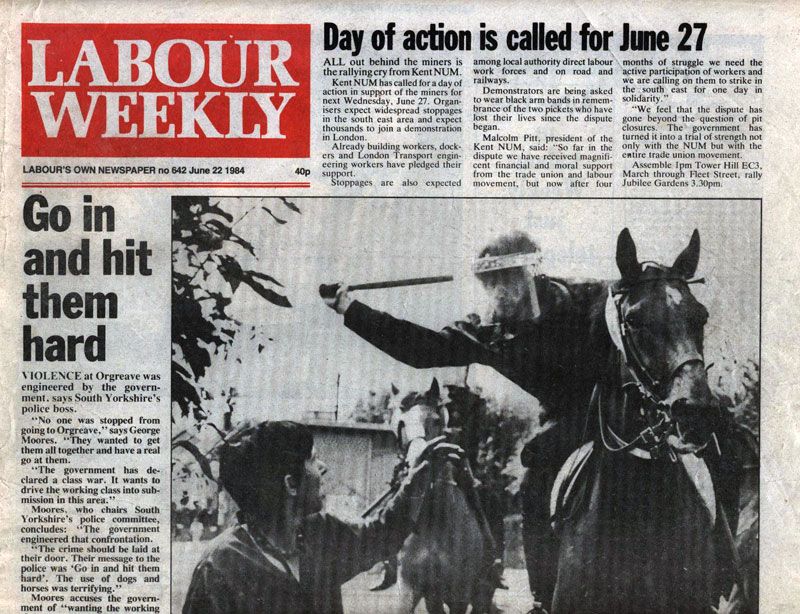 Tudalen blaen y <em>Labour Weekly</em> 1984