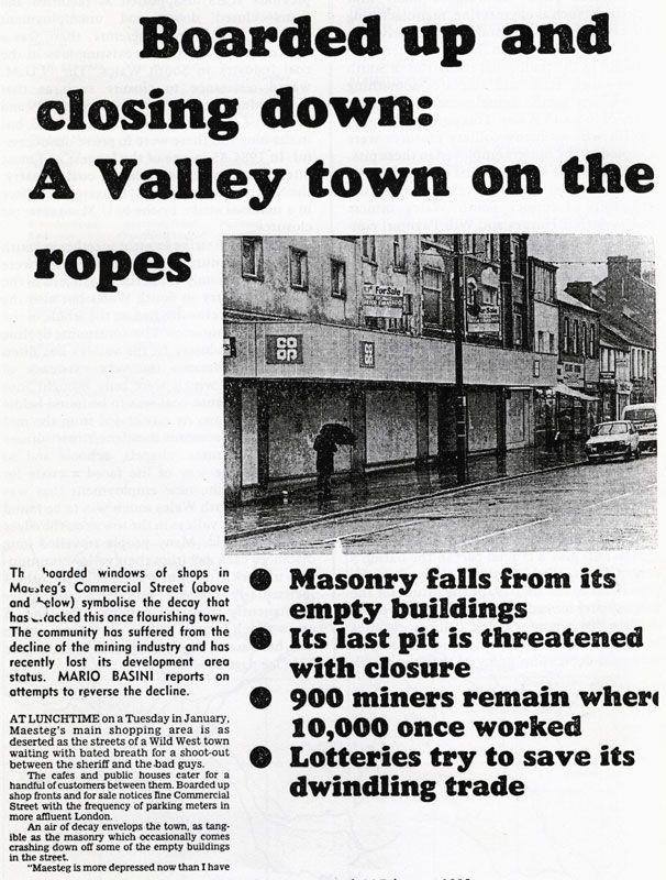 Erthygl yn Western Mail 14 Chwefror 1985